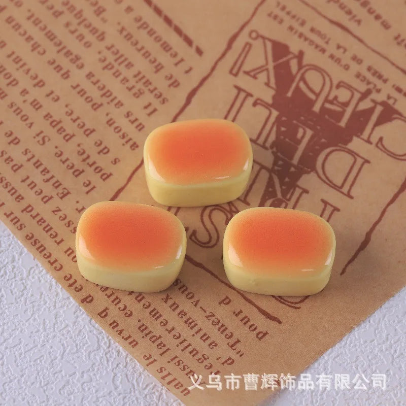 100Pcs Simulation Bear Egg Tart Bread Resin Cute Cabochons Scrapbook Craft DIY Jewelry Making Miniature Dollhouse Accessories