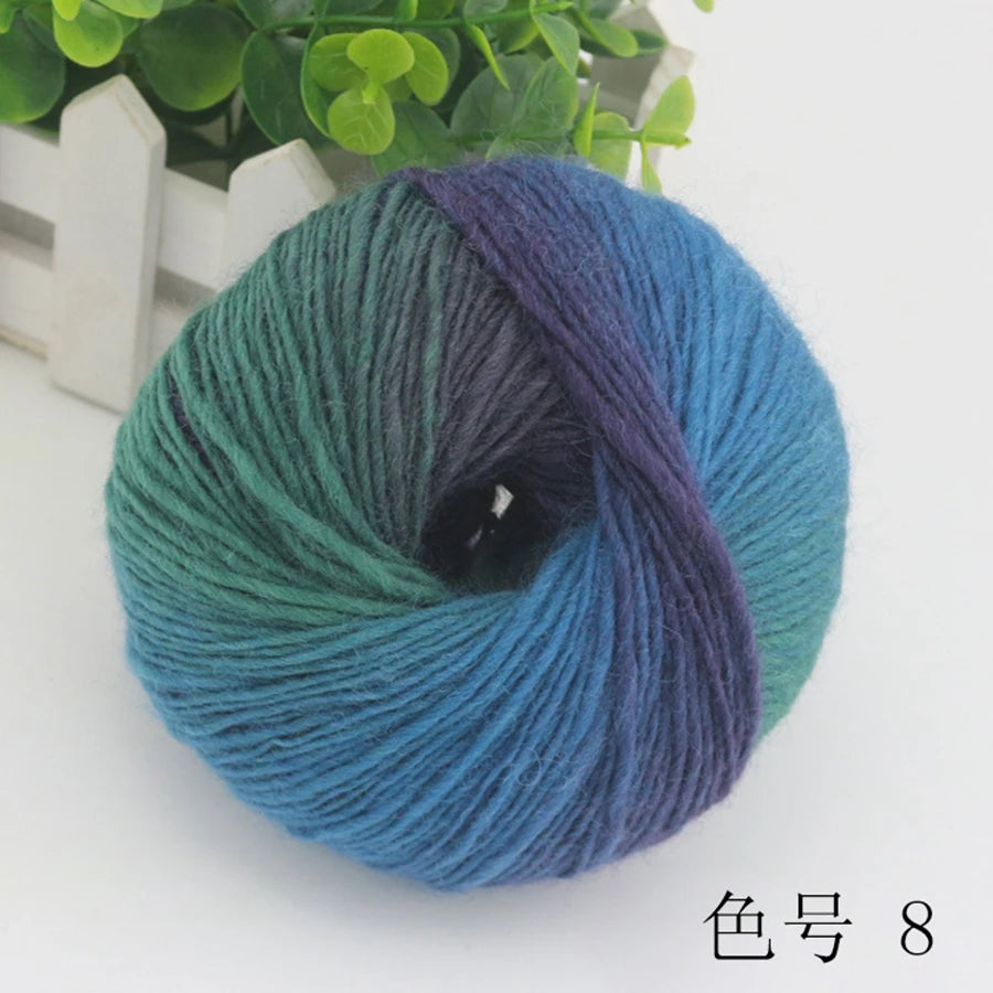 COOMAMUU 50g/ball 100%Wool Yarn for Knitting Dyed Rainbow Soft Crochet Yarn шерсть DIY Hat Scarf Supplier