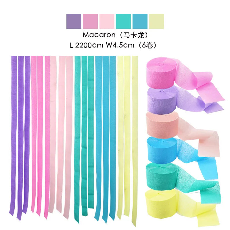 Color Crepe Paper Roll Set DIY Birthday Party Background Decoration Pull Flower For Children's Living Room Decor Paper Ribbon