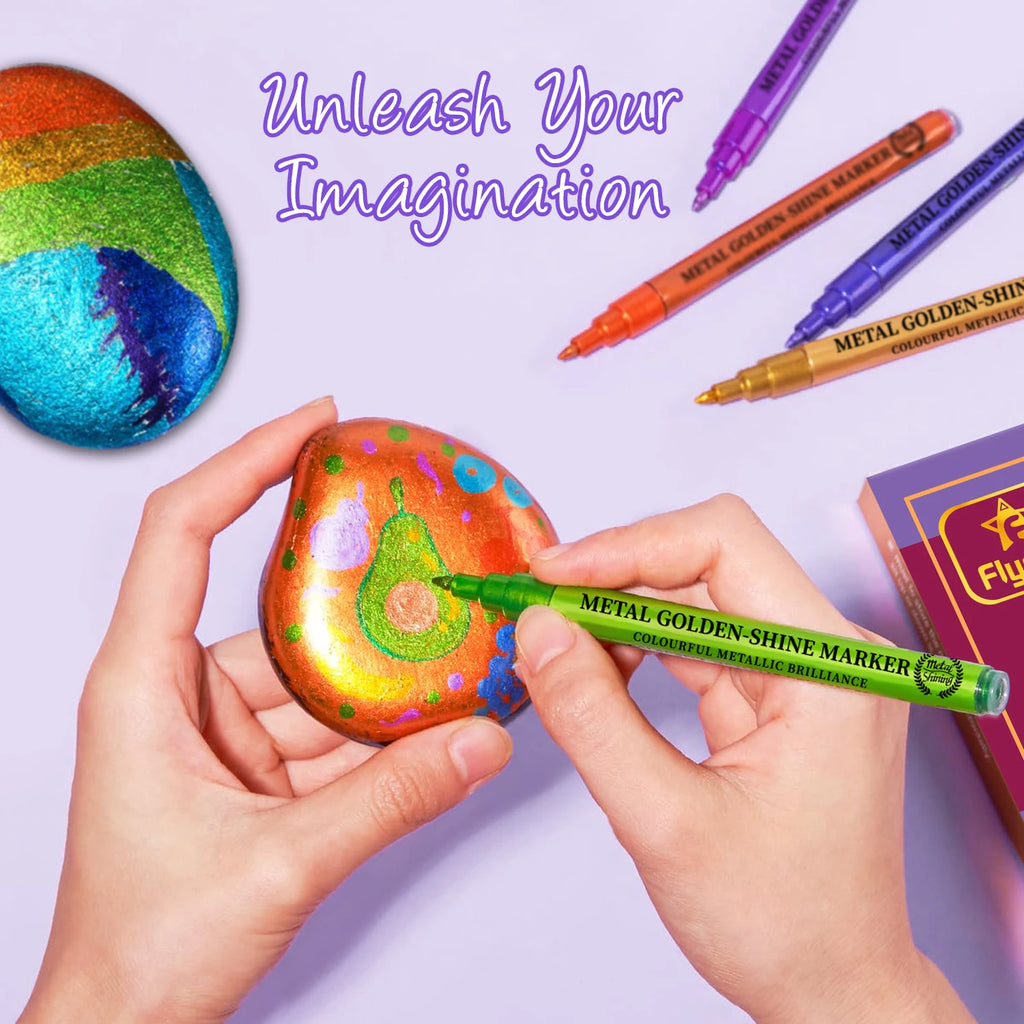 Brand New Extra Fine Tip Sparkle Metallic Pens 12 Pack Metallic Acrylic Paint Pens for Scrapbook Supplies, Black Paper,