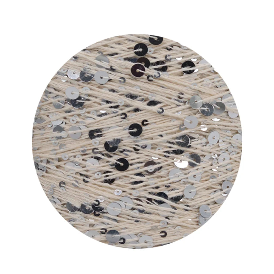 COOMAMUU 50/Ball пряжа 140M Hand Knitting Cotton Yarn 3mm+6mm Sequins Yarn DIY for Woman Woollen Sweater Hat Scarf Supplier