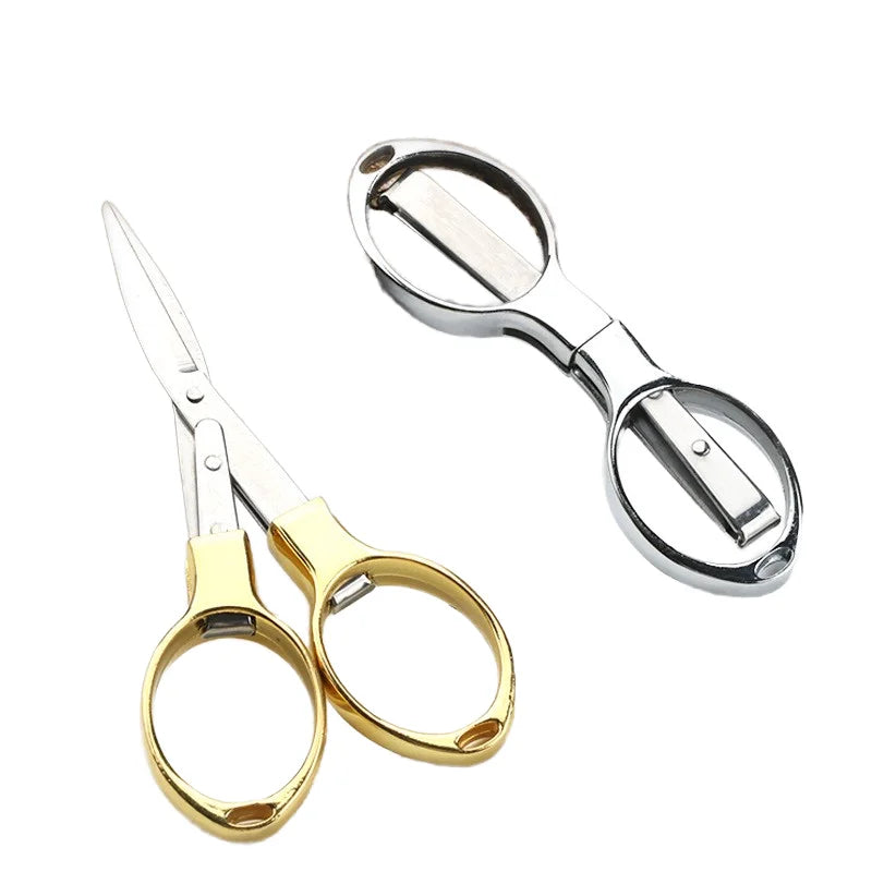 8-Shaped Stainless Steel Folding Scissors Industrial Multi-Functional Outdoor Fishing Scissors Stretching Feature for Children's
