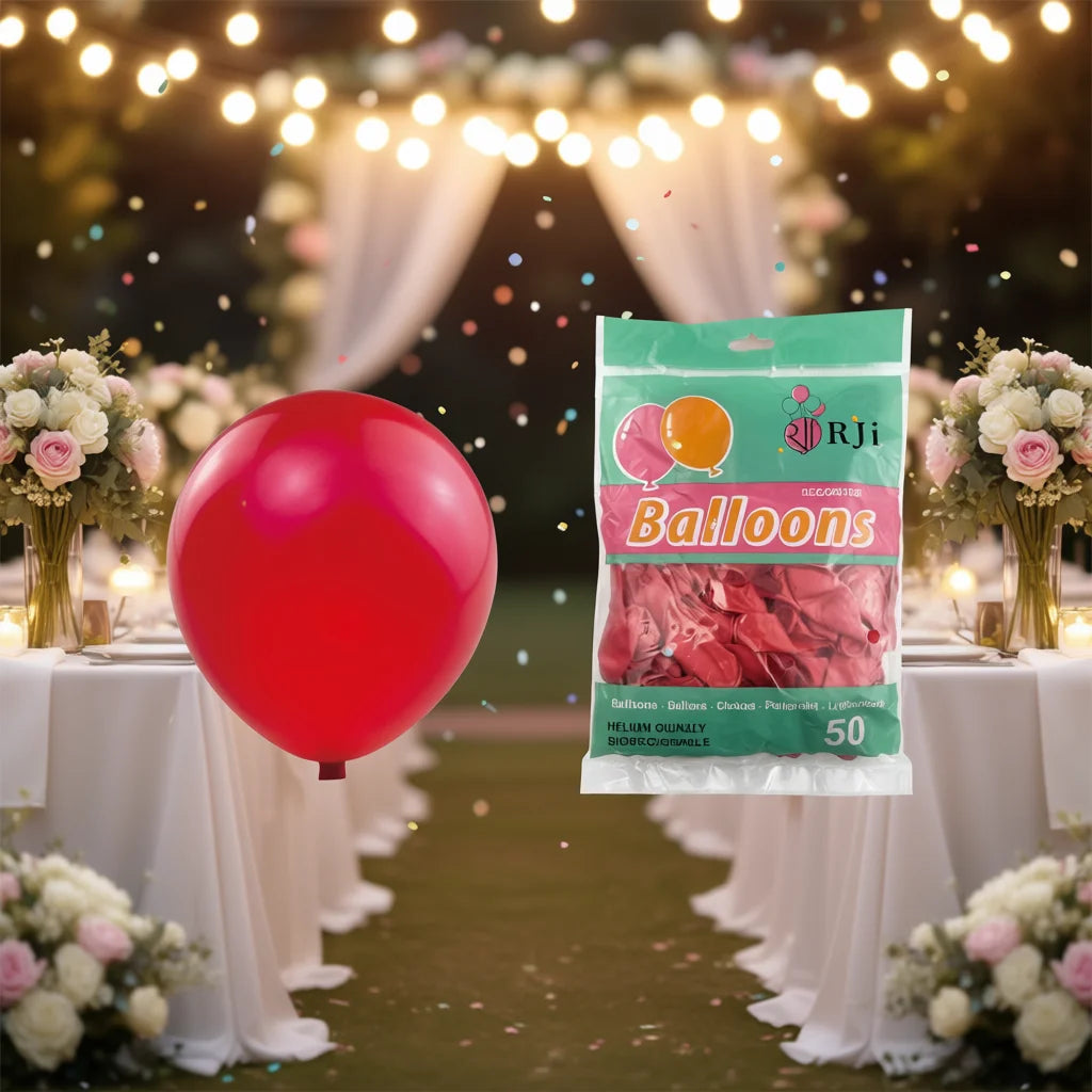 10-Inch Matte Red Latex Balloons 50Pcs for Wedding Birthday Party Decorations by RJIX Round Helium Quality Balloons with Matte F