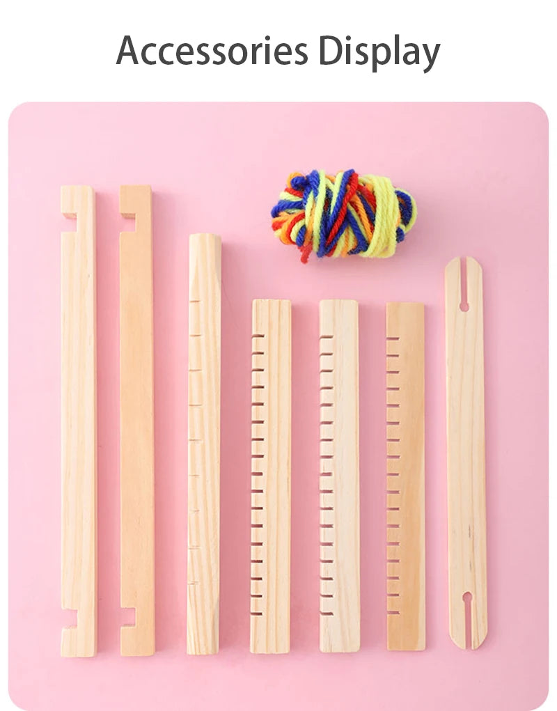 Children Wooden Diy Weave Loom Toys Set Pretend Play Hand Knitting Toys For Girls Household Knitting Machine Fine Motor Training