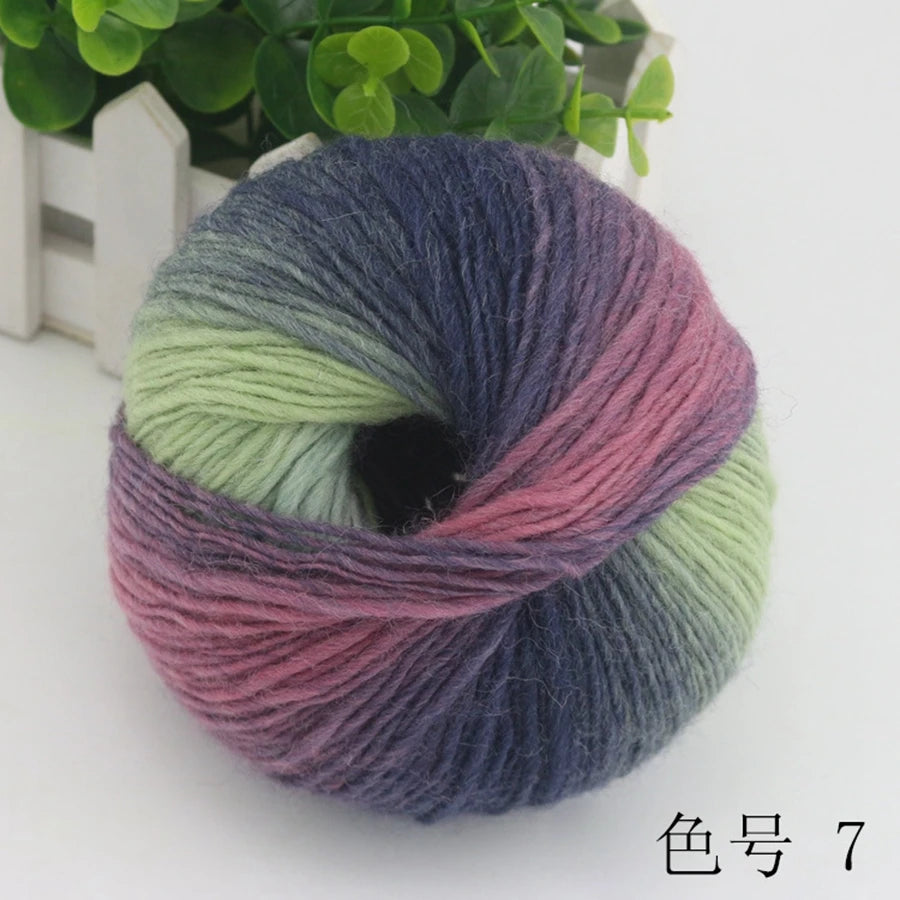 COOMAMUU 50g/ball 100%Wool Yarn for Knitting Dyed Rainbow Soft Crochet Yarn шерсть DIY Hat Scarf Supplier