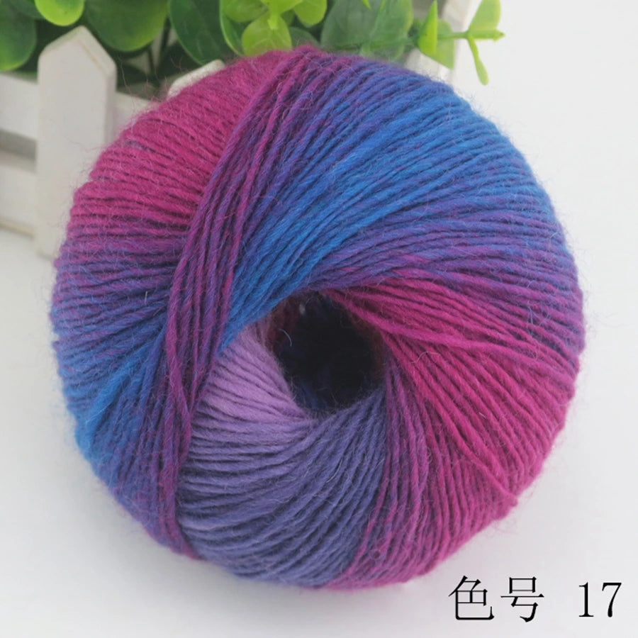 COOMAMUU 50g/ball 100%Wool Yarn for Knitting Dyed Rainbow Soft Crochet Yarn шерсть DIY Hat Scarf Supplier