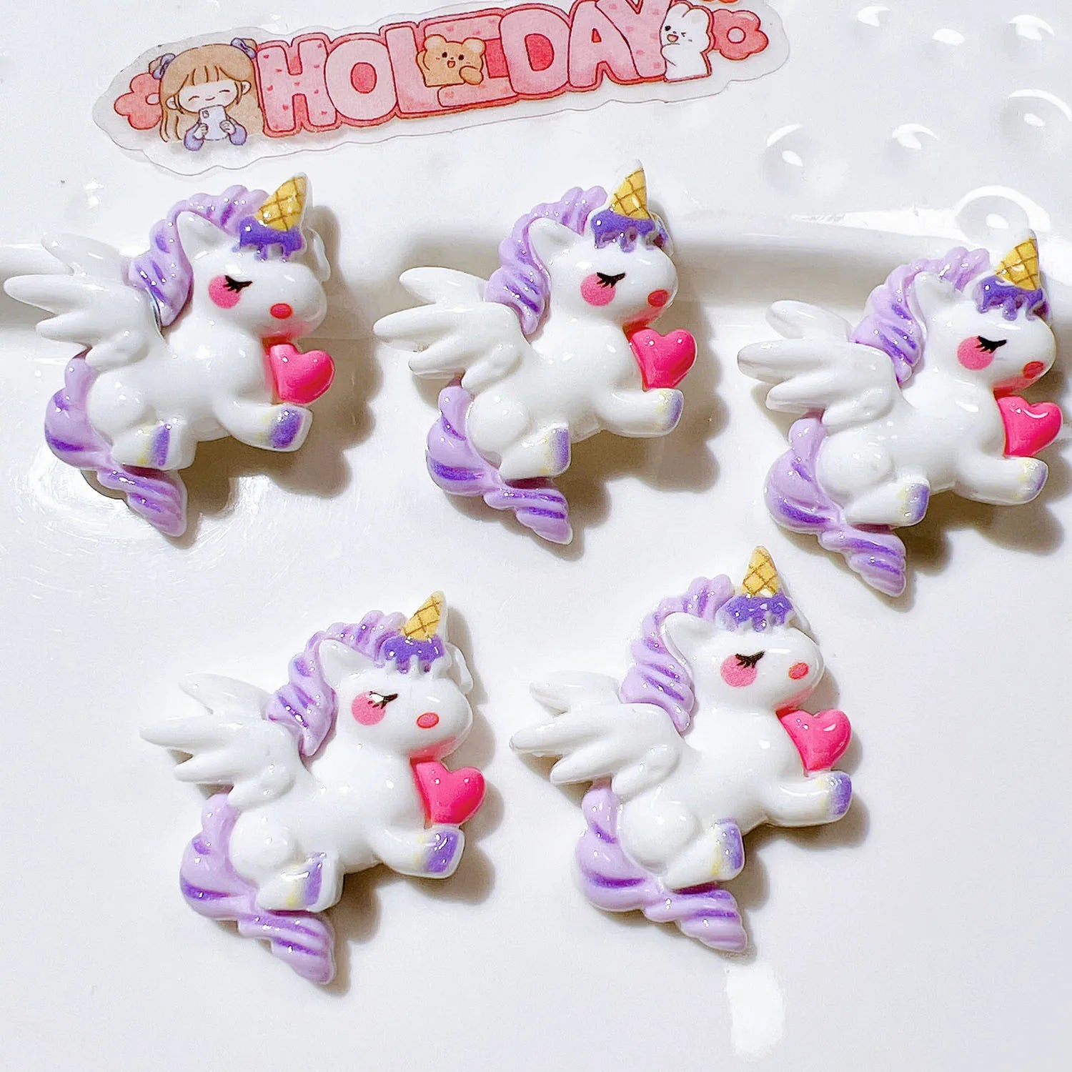 100Pcs/bag Cute Cartoon House Resin Cabochon Unicorn Flat Back Scrapbook Kawaii DIY Home Embellishments Hairpin Accessories