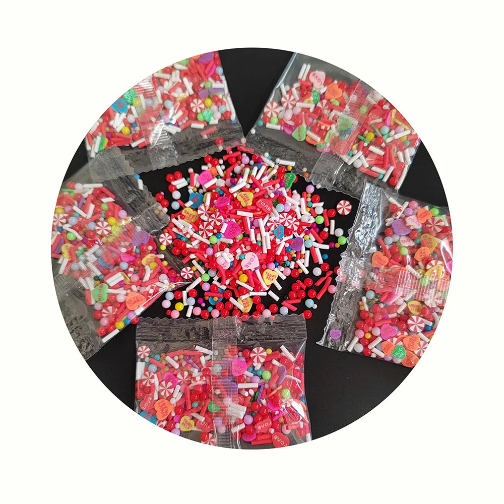 Valentine's Day Polymer Clay Slices Heart Candy Sprinkles for Diy Scrapbook Cell Phone Case Nail Art Embellishments