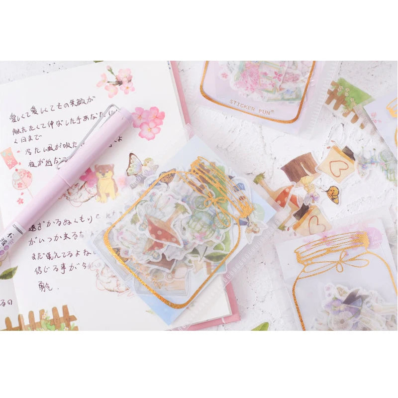 40 Pcs/pack Pretty Flower Series Paper Stickers Japanese Style Scrapbook Netbook Sticker Student Favor Factory Directly