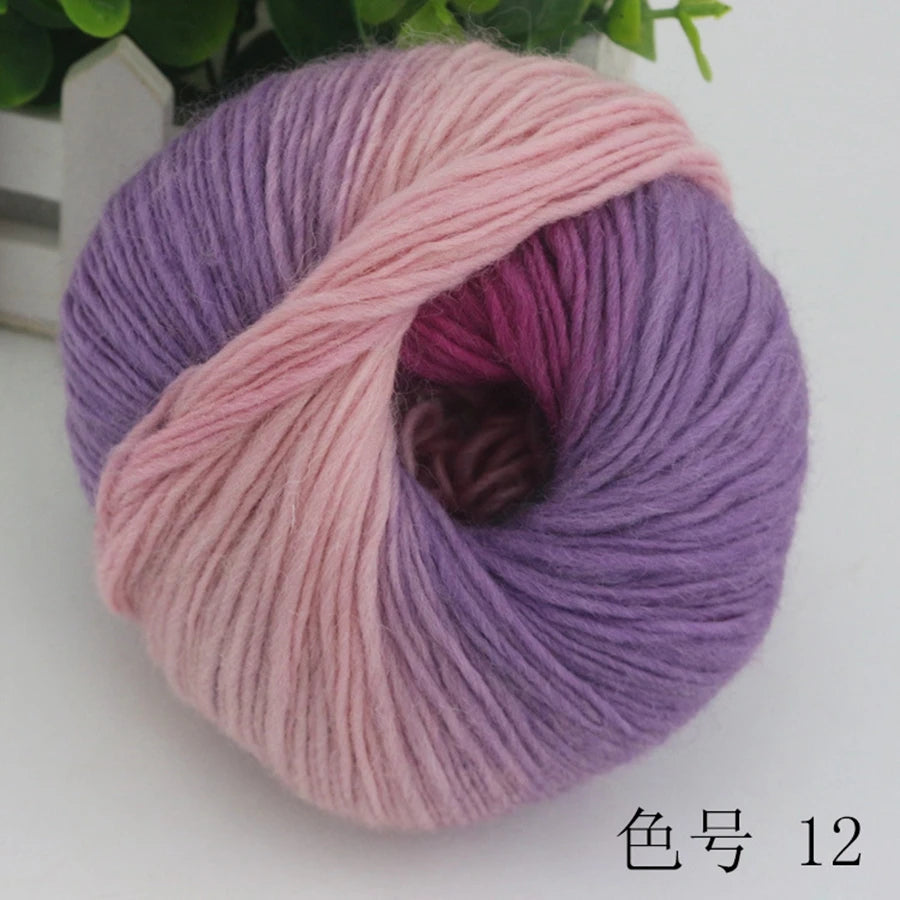 COOMAMUU 50g/ball 100%Wool Yarn for Knitting Dyed Rainbow Soft Crochet Yarn шерсть DIY Hat Scarf Supplier