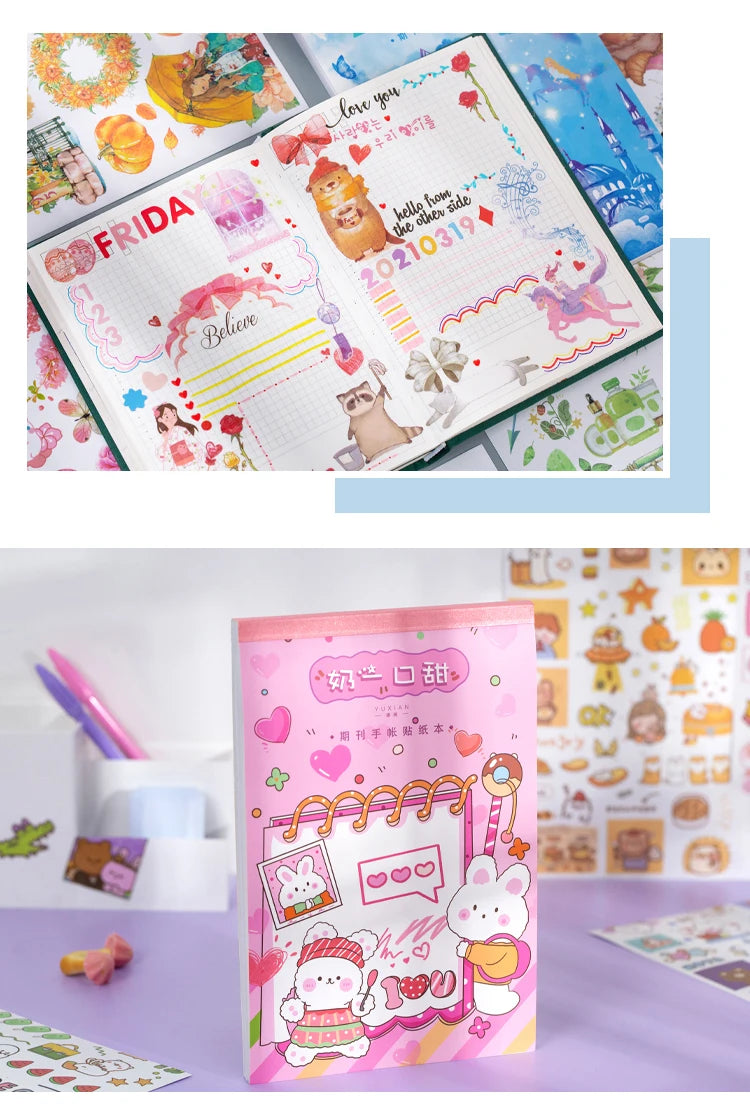 Yoofun 50sheets Magazine Sticker Book Washi Paper Journal DIY Material Decoration Stickers Memo Pad Scrapbooking Ins Stationery