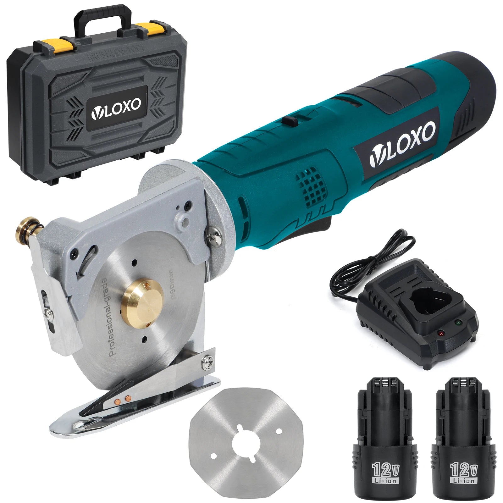 Cordless Electric Scissors 33mm Thickness Cutting Lithium Ion Powered Round Knife for Leather Cloth Carpet & Fabric Cutting