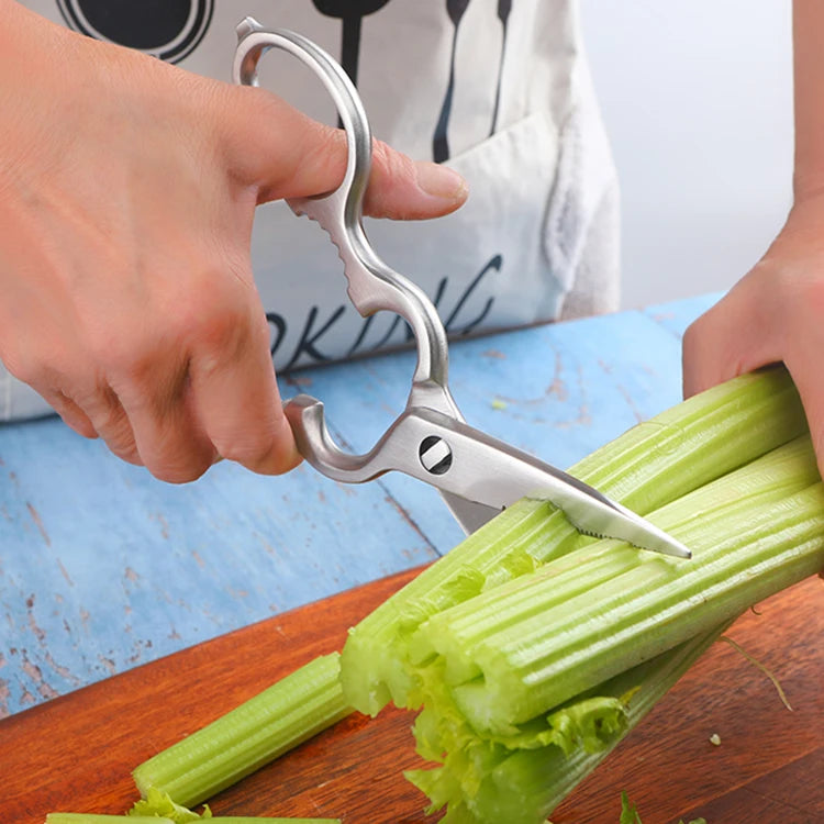 Stainless Steel Scissor  Kitchen Shear with Bottle Opener Walnut Cracker