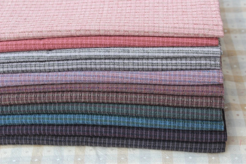 Cotton Japanese Yarn Dyed Flower Cotton Grey Beige Sewing Patchwork Fabric for Quilting Bag Purse Needlework Accessories Cloth