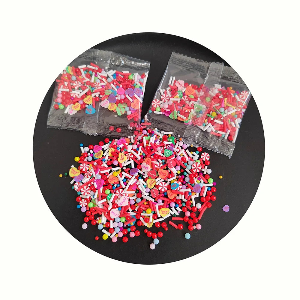 Valentine's Day Polymer Clay Slices Heart Candy Sprinkles for Diy Scrapbook Cell Phone Case Nail Art Embellishments