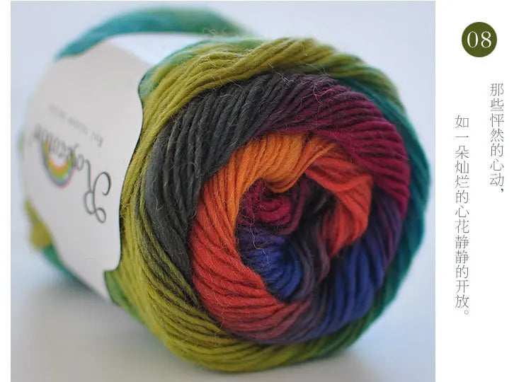 100% Wool Yarn Rainbow Color for Hand Knitting Crochet Hand-Woven Thickness Woolen Yarn Woolen Yarn Crocheting Shawl Thread