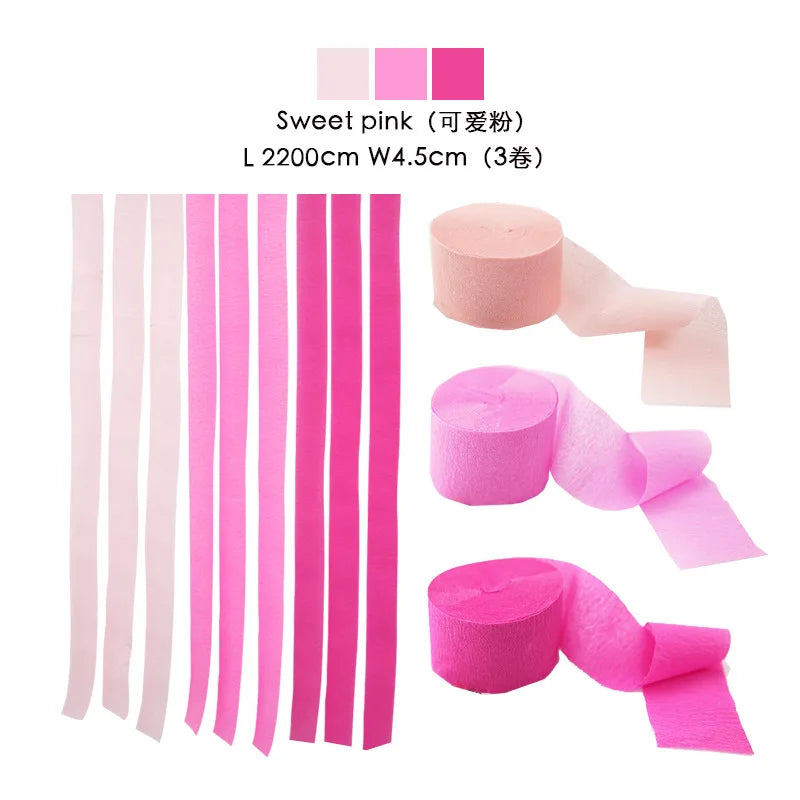 Color Crepe Paper Roll Set DIY Birthday Party Background Decoration Pull Flower For Children's Living Room Decor Paper Ribbon
