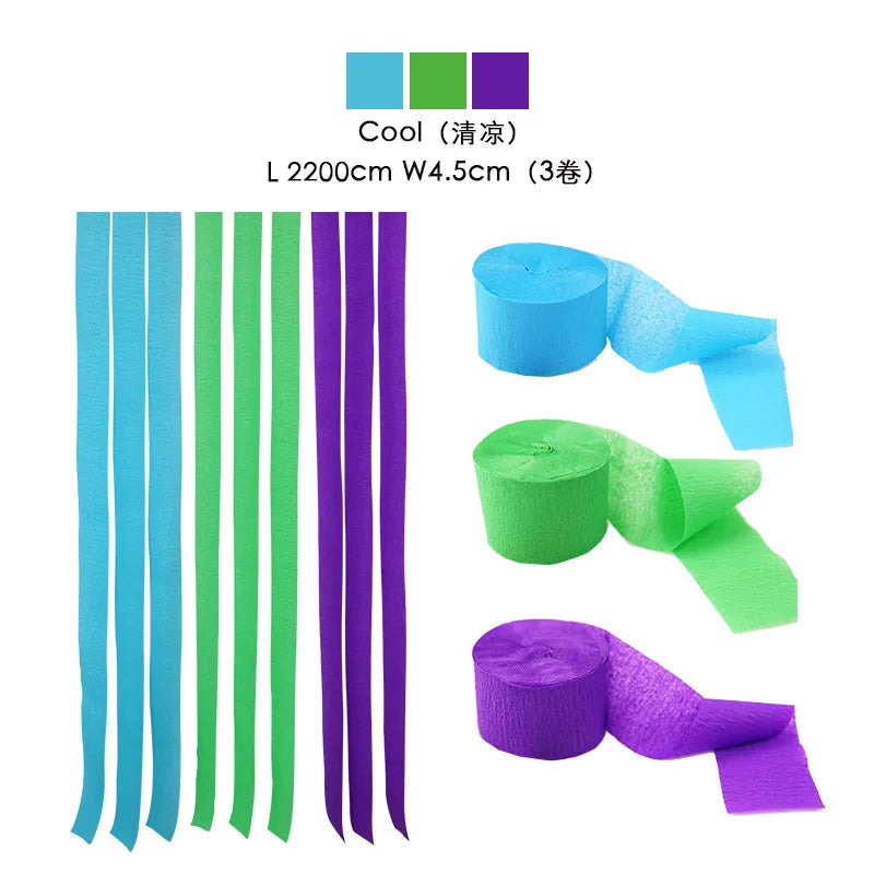 Color Crepe Paper Roll Set DIY Birthday Party Background Decoration Pull Flower For Children's Living Room Decor Paper Ribbon