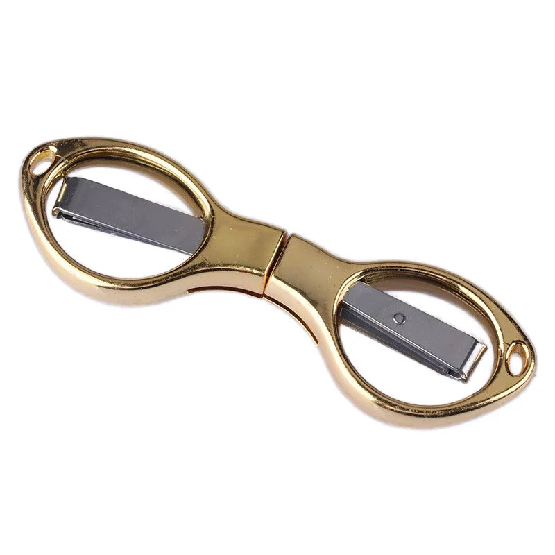 8-Shaped Stainless Steel Folding Scissors Industrial Multi-Functional Outdoor Fishing Scissors Stretching Feature for Children's