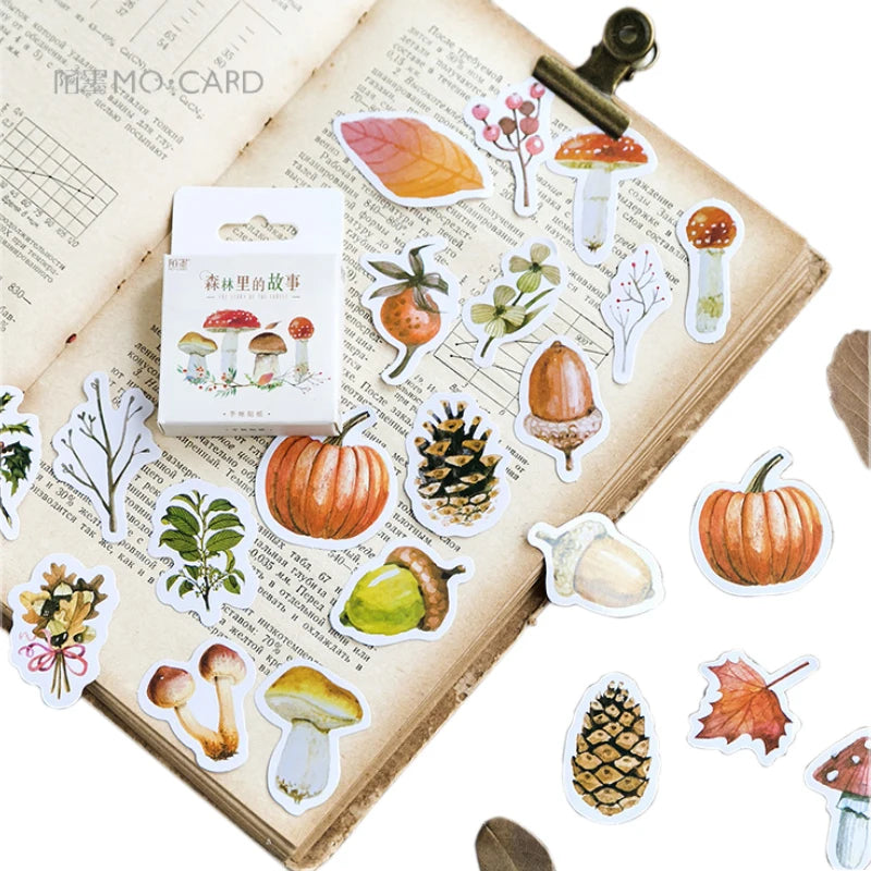 46pcs/box Cute the Story in the Forest Paper Label Stickers Decoration DIY Scrapbook Notebook Album Vintage Sticker Stationery