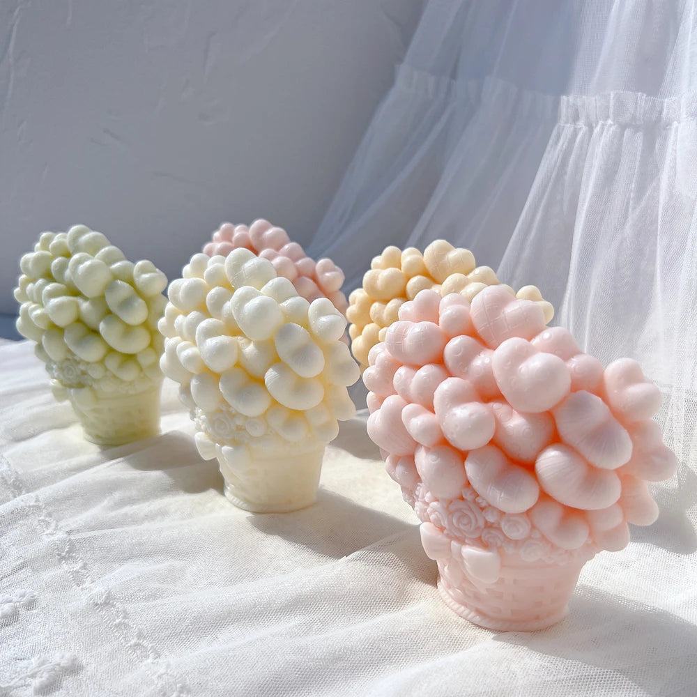 Basket Heart Balloon Candle Mold Valentine's Day Gift Idea Love Shape Silicone Mold Home Decor Wedding Gift