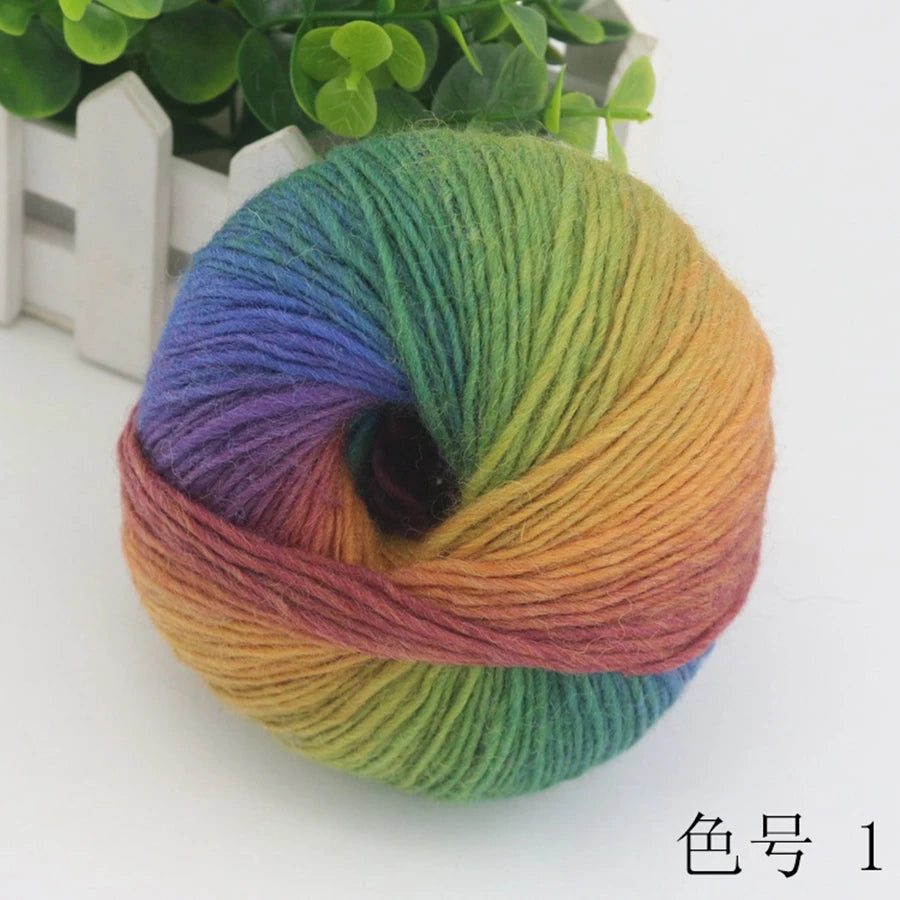 COOMAMUU 50g/ball 100%Wool Yarn for Knitting Dyed Rainbow Soft Crochet Yarn шерсть DIY Hat Scarf Supplier