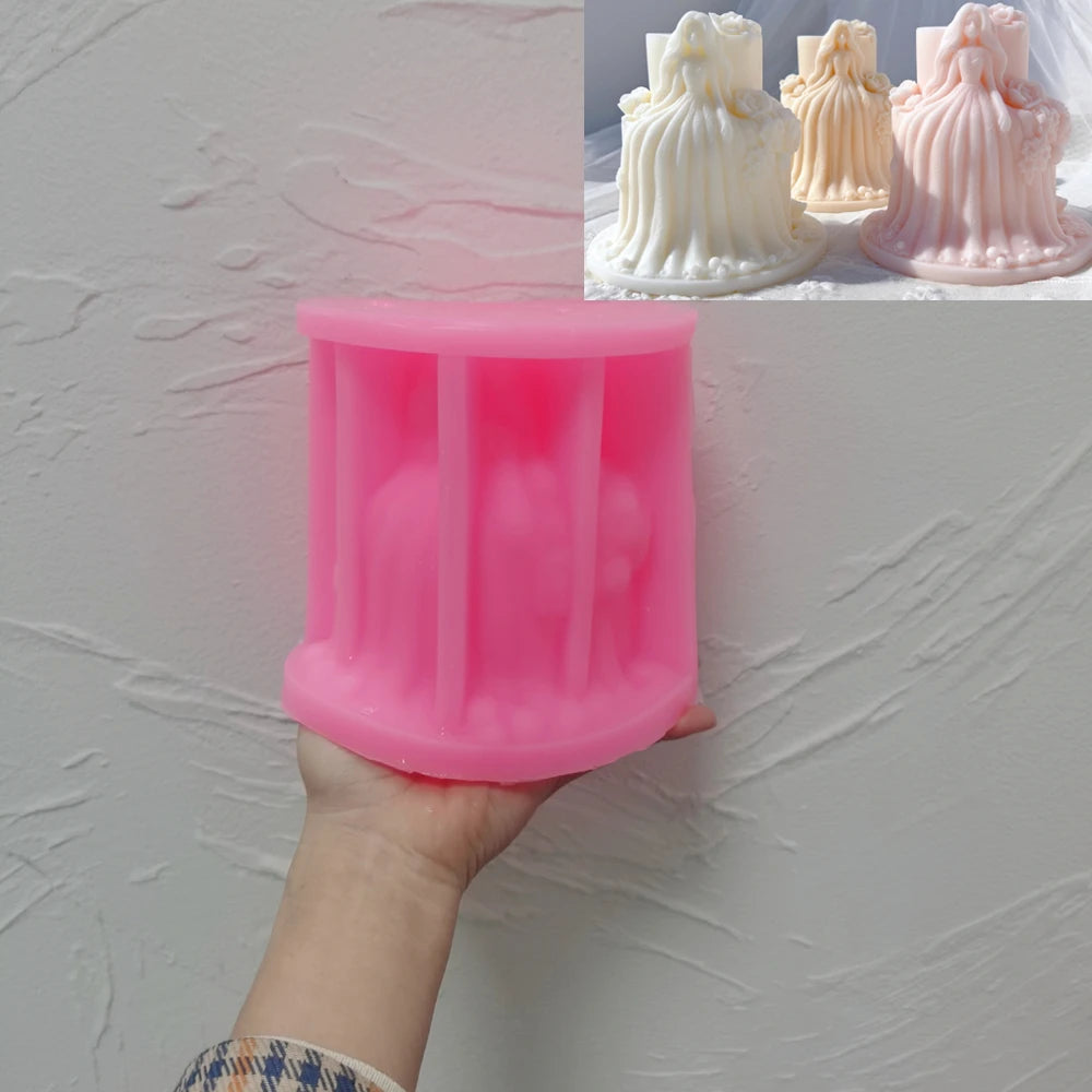 Two Designs Beautiful Girl Doll Cake Art Silicone Mold Princess Wedding Dress Cake Shape Candle Mold Valentine's Day Gift