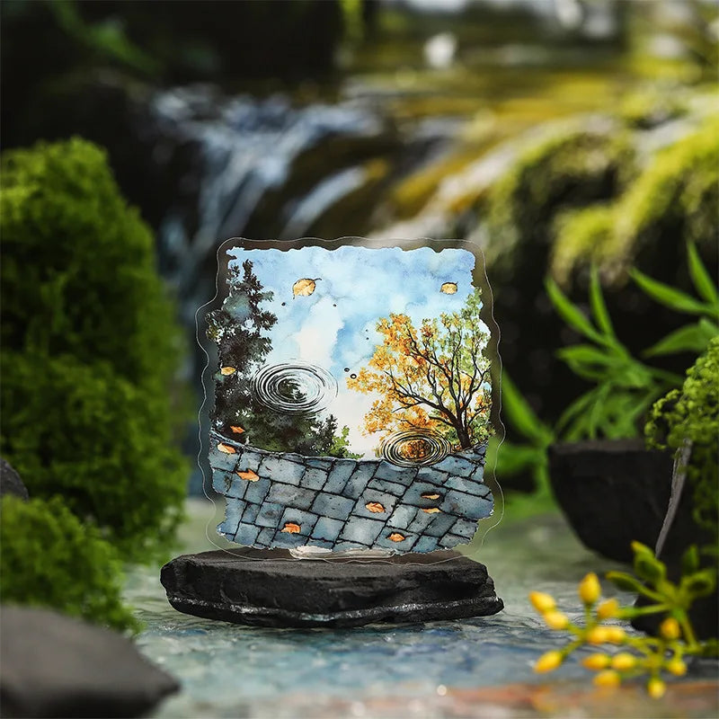 10pcs/pack Puddle Path Series Landscaping PET Stickers Landscape Material Decorative Collage Bottoming