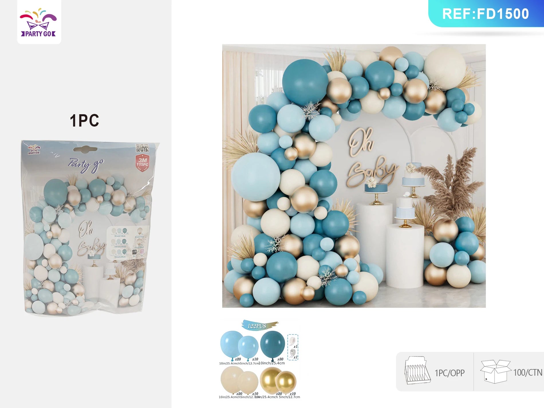 115PC LATEX BALLOON  ARCH KIT FOR WEDDING, BIRTHDAY,GRADUATION  DECORATION