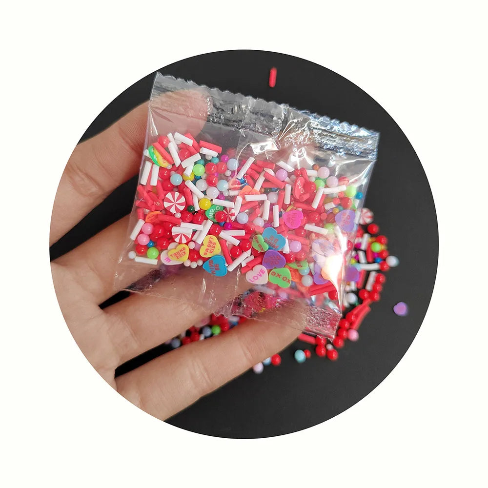 Valentine's Day Polymer Clay Slices Heart Candy Sprinkles for Diy Scrapbook Cell Phone Case Nail Art Embellishments