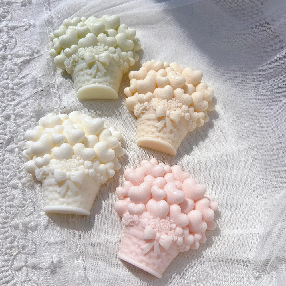 Basket Heart Balloon Candle Mold Valentine's Day Gift Idea Love Shape Silicone Mold Home Decor Wedding Gift