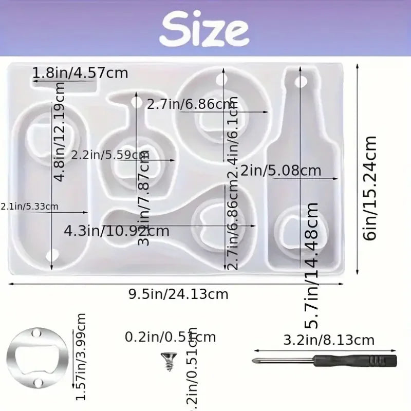 Bottle Opener Resin Mold Kit, Beer and Wine Bottle Opener Epoxy Resin Silicone Mold DIY Creative Tool