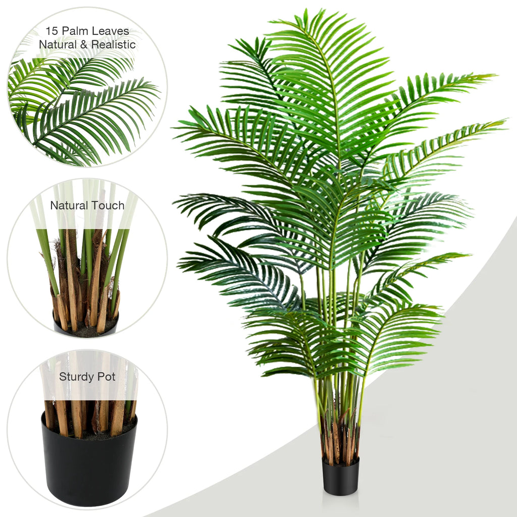 Set of 2 Artificial Palm Tree 180cm 6FT Artificial Plant with Pot Tall Faux Tree Indoor Artificial Plants Decoration