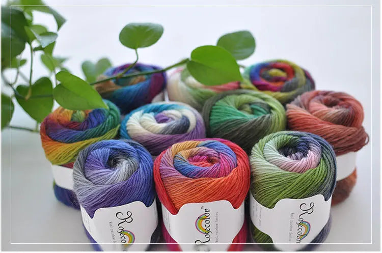 100% Wool Yarn Rainbow Color for Hand Knitting Crochet Hand-Woven Thickness Woolen Yarn Woolen Yarn Crocheting Shawl Thread
