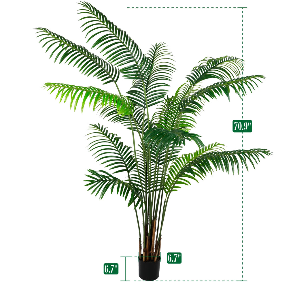 Set of 2 Artificial Palm Tree 180cm 6FT Artificial Plant with Pot Tall Faux Tree Indoor Artificial Plants Decoration