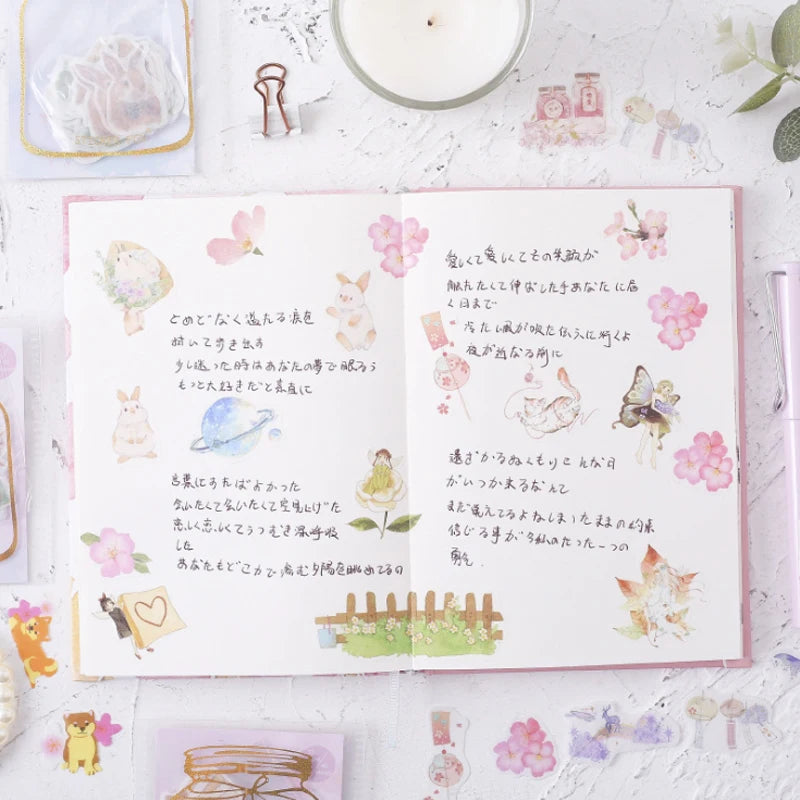 40 Pcs/pack Pretty Flower Series Paper Stickers Japanese Style Scrapbook Netbook Sticker Student Favor Factory Directly