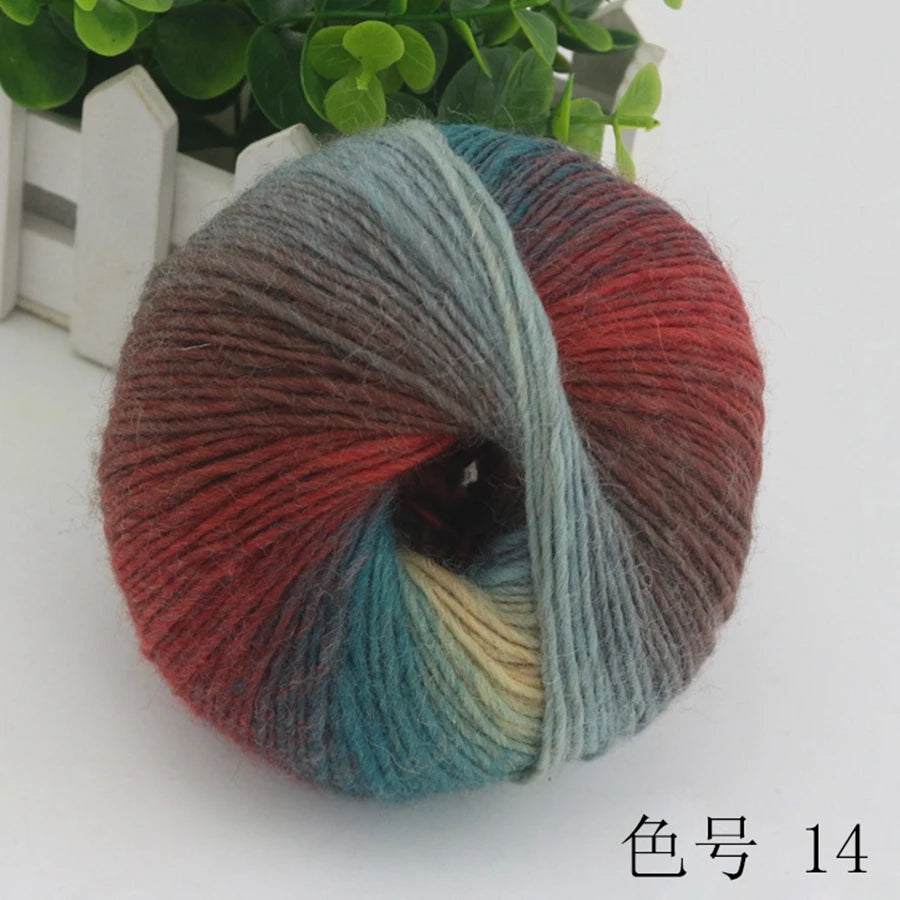 COOMAMUU 50g/ball 100%Wool Yarn for Knitting Dyed Rainbow Soft Crochet Yarn шерсть DIY Hat Scarf Supplier