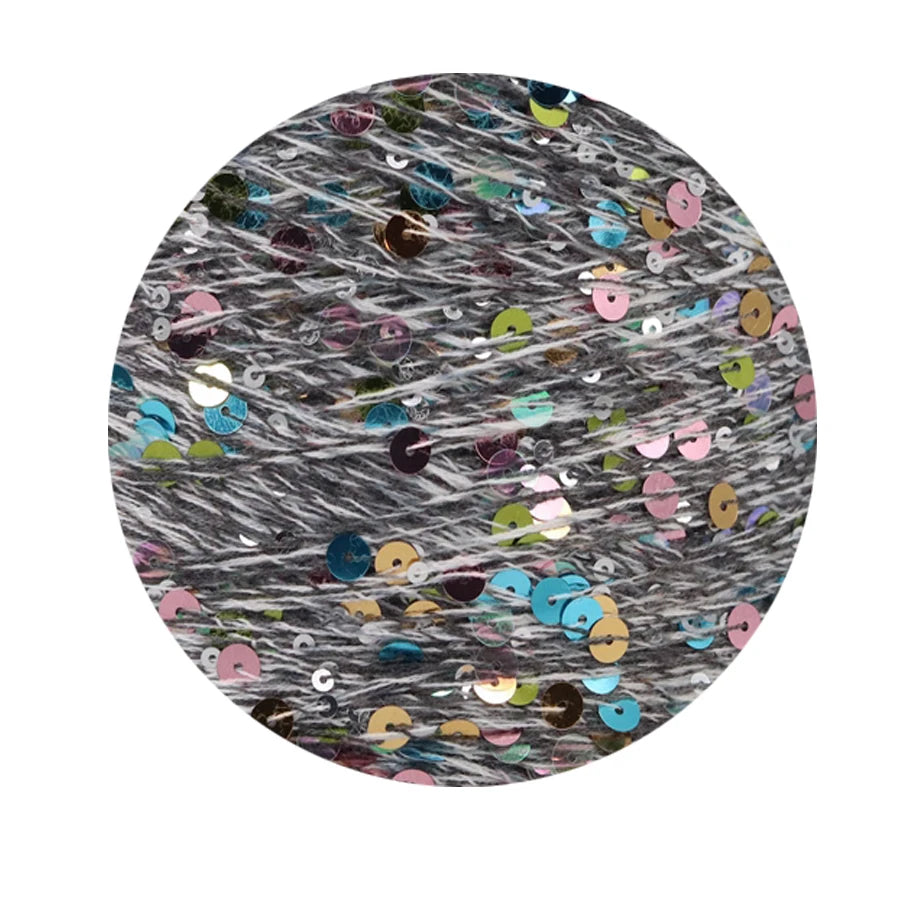 COOMAMUU 50/Ball пряжа 140M Hand Knitting Cotton Yarn 3mm+6mm Sequins Yarn DIY for Woman Woollen Sweater Hat Scarf Supplier