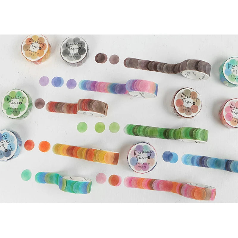 100pcs Per Roll Colorful Cute Round Self-Adhesive Stickers DIY Handmade Decorative Scrapbook Album Masking Tape