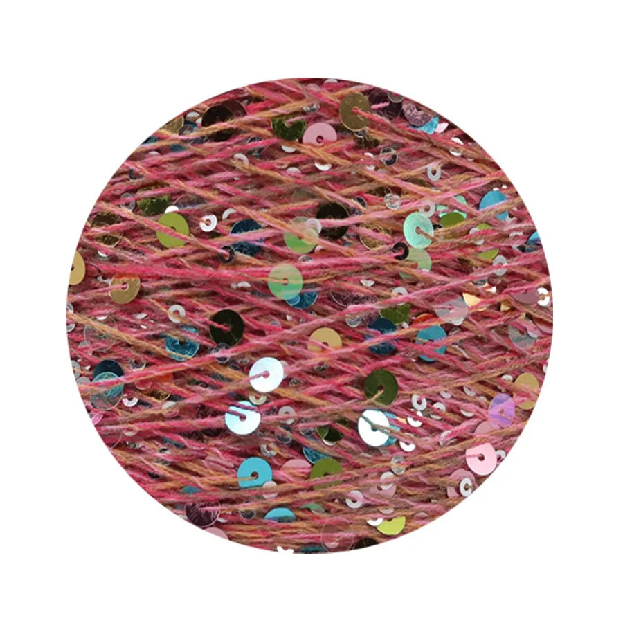 COOMAMUU 50/Ball пряжа 140M Hand Knitting Cotton Yarn 3mm+6mm Sequins Yarn DIY for Woman Woollen Sweater Hat Scarf Supplier