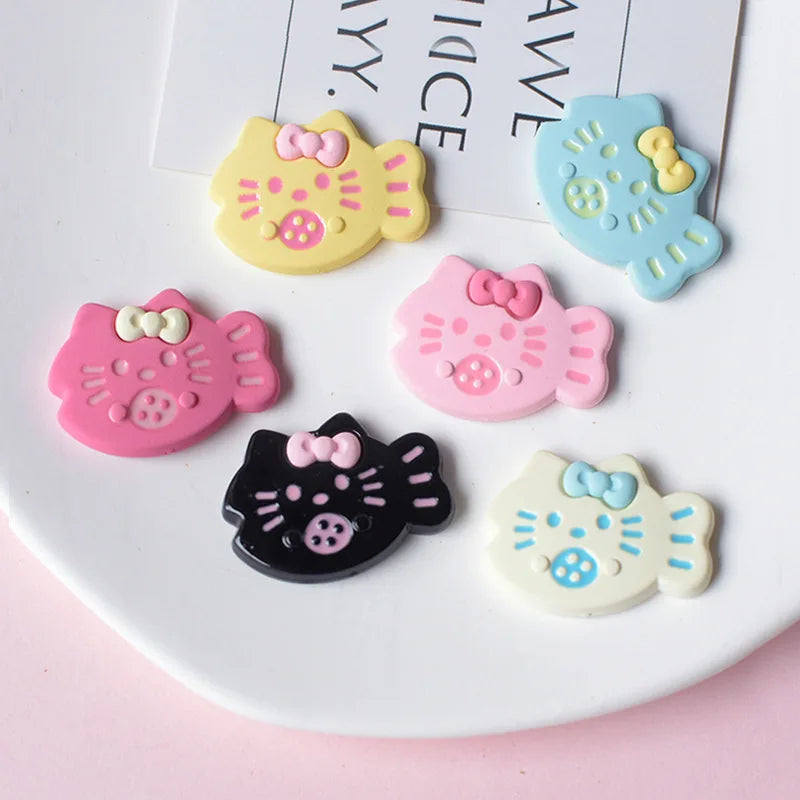 100pcs Flatback Resin Colorful Cat Fish Cabochon Crafts Fit Phone Deco Parts DIY Jewelry Accessories Scrapbook Embellishment