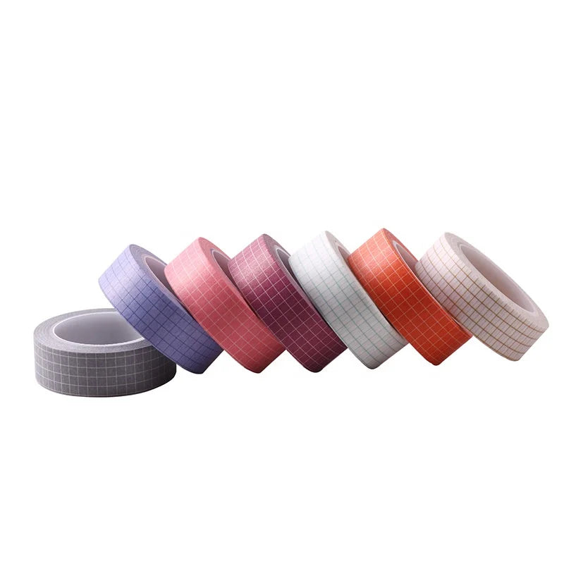 Wholesale Grid Deco Masking Washi Tape Japanese Paper Tape Pressure Sensitive Adhesive Journal Scrapbook Daily Printing Option