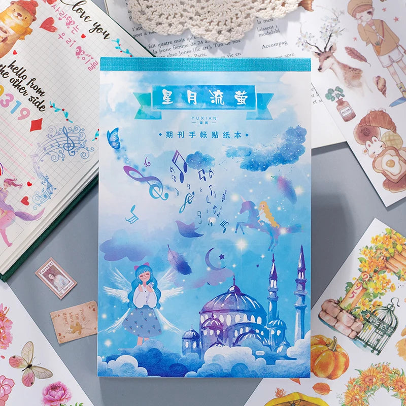 Yoofun 50sheets Magazine Sticker Book Washi Paper Journal DIY Material Decoration Stickers Memo Pad Scrapbooking Ins Stationery