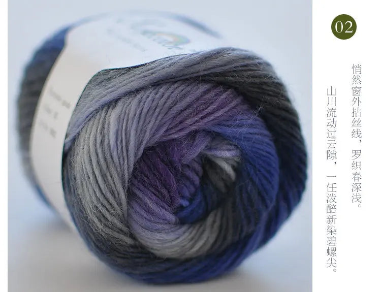 100% Wool Yarn Rainbow Color for Hand Knitting Crochet Hand-Woven Thickness Woolen Yarn Woolen Yarn Crocheting Shawl Thread