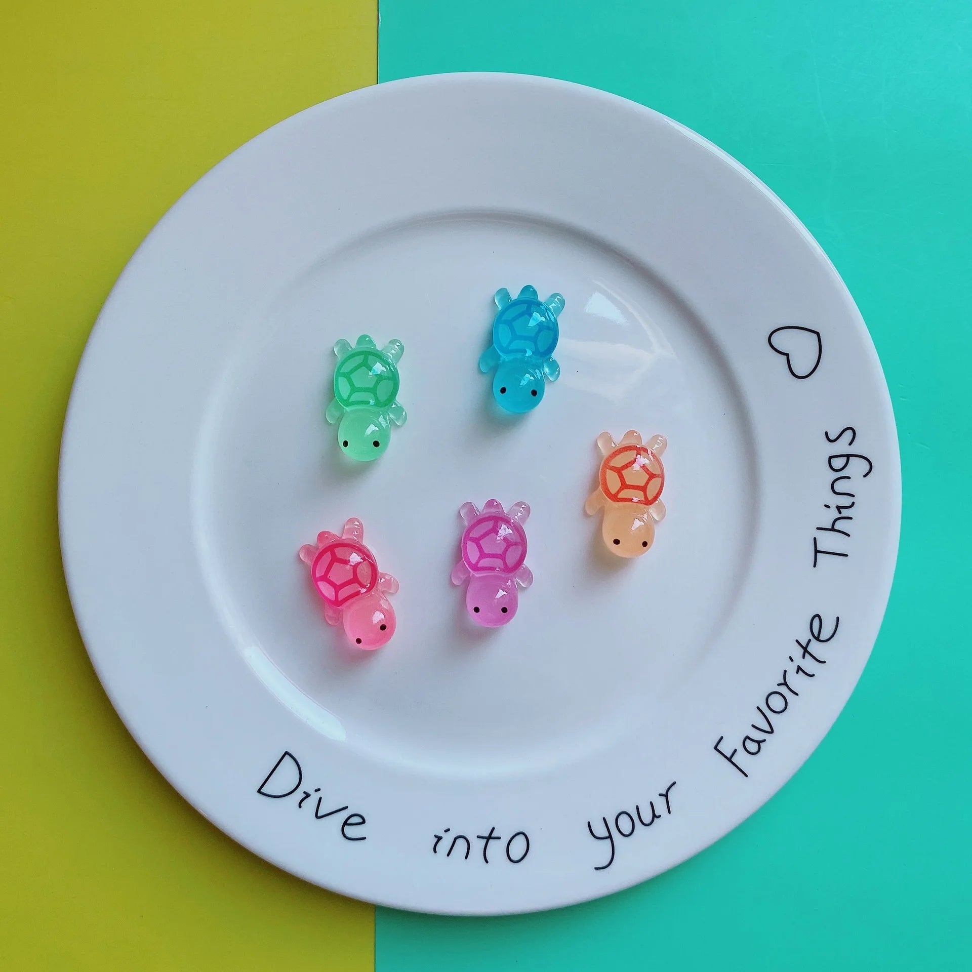 100pcs Mini Colorful Luminous Turtle Flatback Resin Cabochon Nails Manicure Decoration DIY Scrapbook Craft Charms Accessories