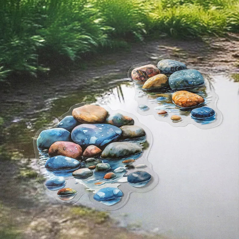 10pcs/pack Puddle Path Series Landscaping PET Stickers Landscape Material Decorative Collage Bottoming
