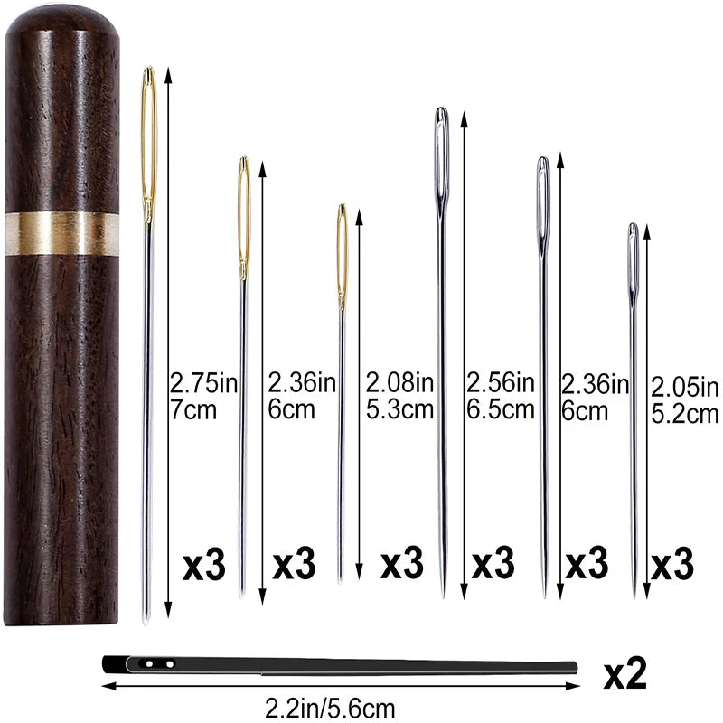 MIUSIE 21pcs/Set Leather Crafts Big Eye Needles Fabric Cross Stitch Knitting Needles Manual For Embroidery Sewing Needles