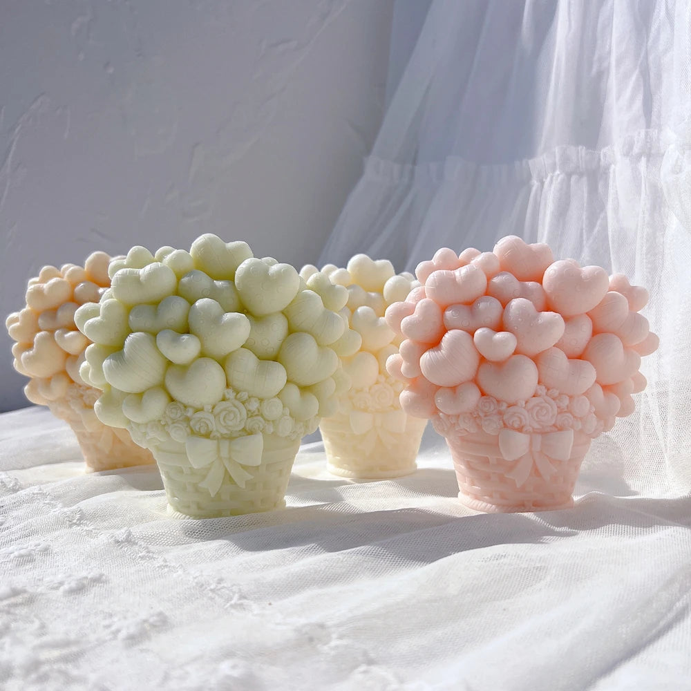 Basket Heart Balloon Candle Mold Valentine's Day Gift Idea Love Shape Silicone Mold Home Decor Wedding Gift