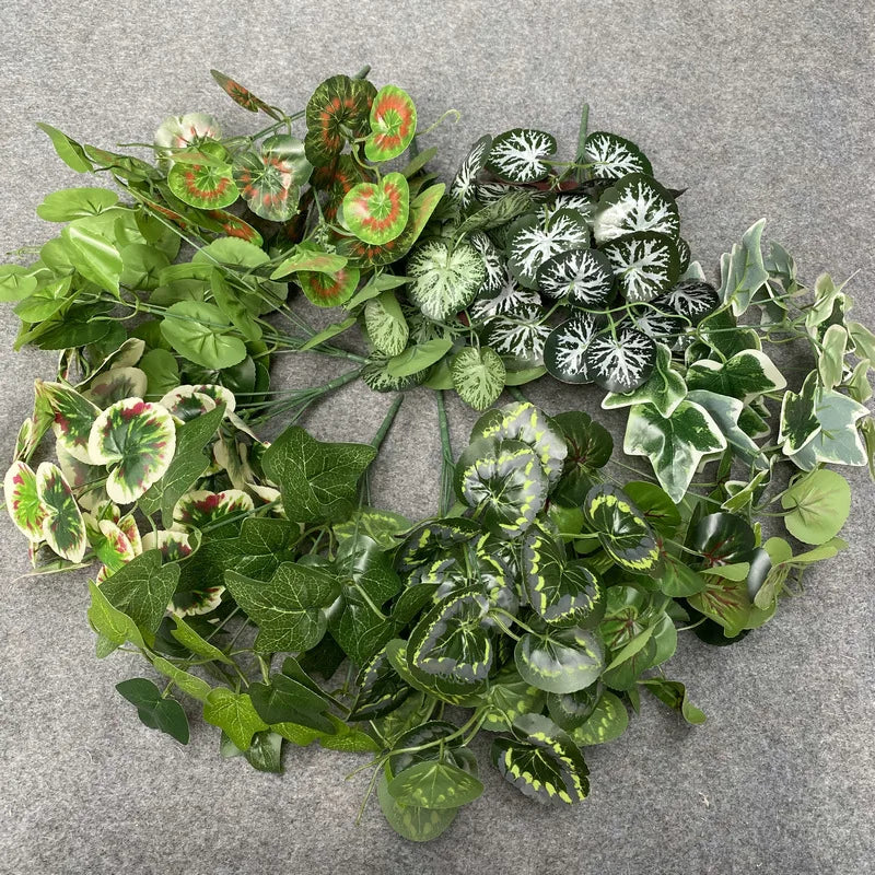 Artificial Plants Branch Artificial Ivy Leaf Artificial Green Leaves Fake Greenery Plants Fork for Home Office Party Decor