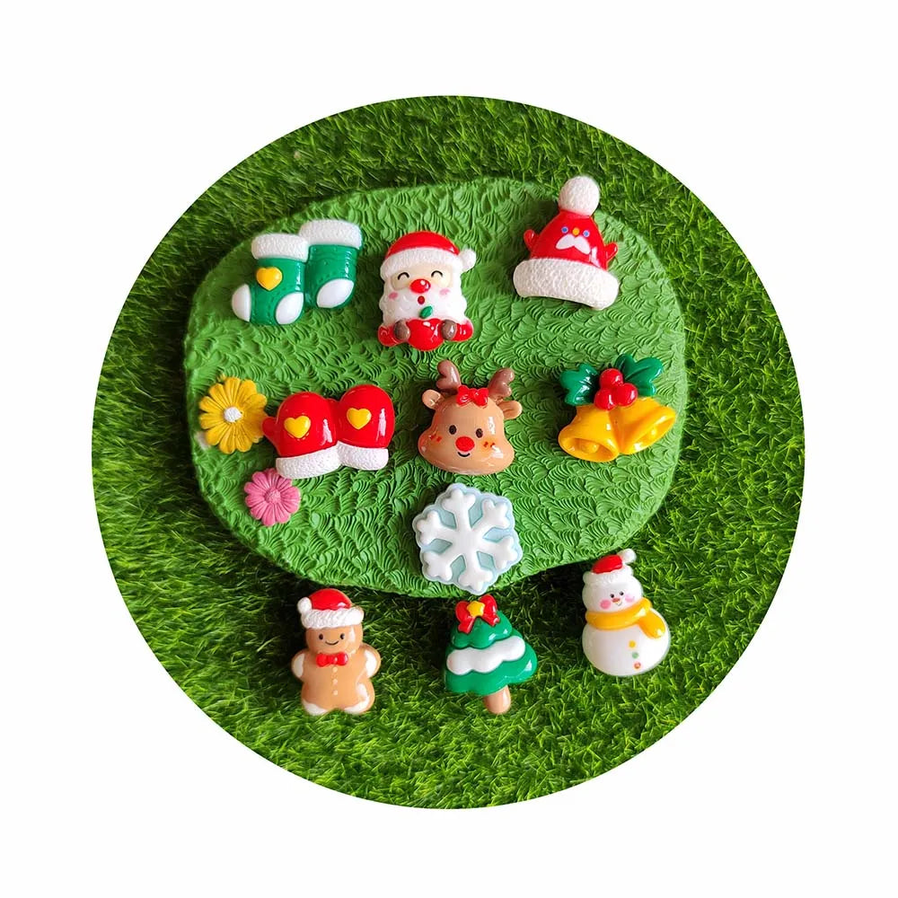 Mix 25mm Christmas Resin Charms Boots Snowman Tree Hat Snowflakes Cabochon Fit Scrapbook Hair Bow Making